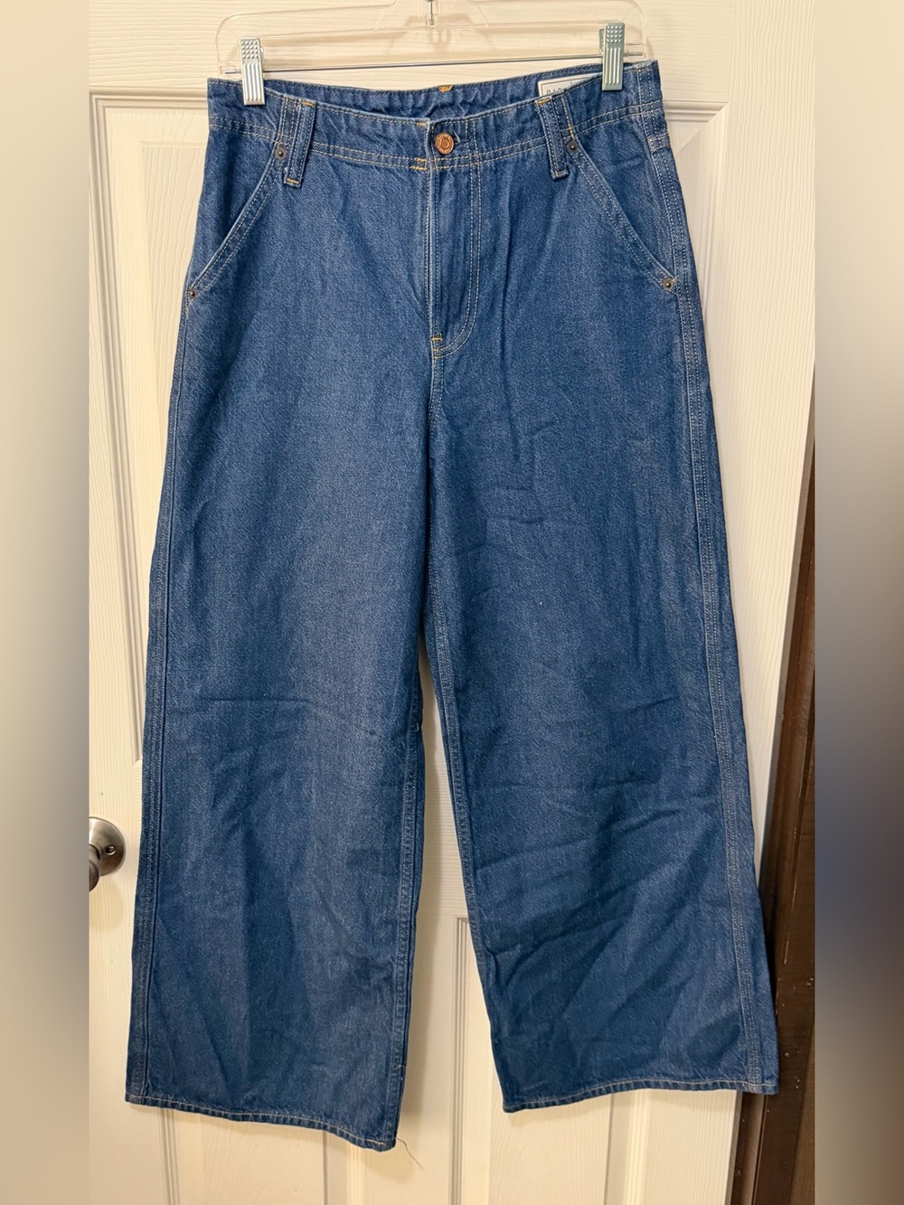 Women’s Gap Baggy Mid Rise Ultrasoft Blue Denim Wide Leg Jeans Sz 26/2 - Picture 2 of 6